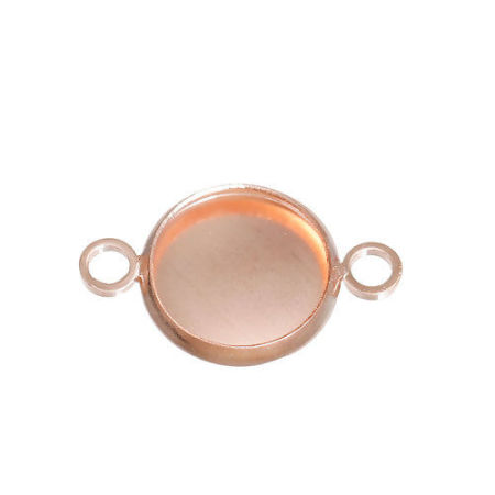 Изображение Латунь Коннекторы Круглые Розово-золотой Основы для Кабошонов (для 10мм Кабошона), 19мм x 12мм, 10 ШТ