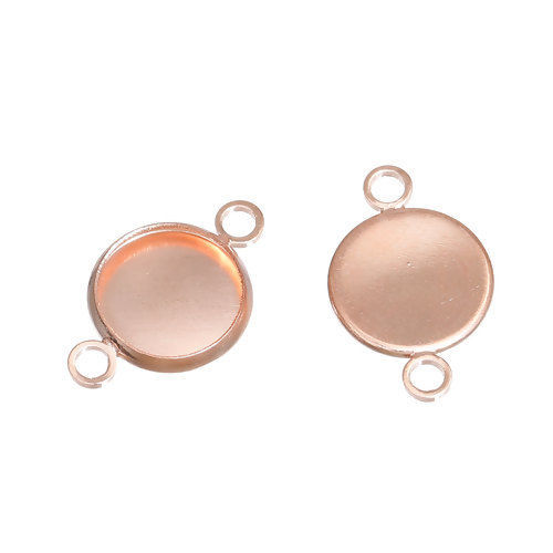 Image de Connecteurs de Bijoux Support à Cabochon 10mm en Laiton Rond Or Rose 19mm x 12mm, 10 Pcs                                                                                                                                                                      