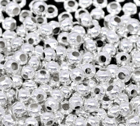 Silver Plated Smooth Ball Spacers Beads 2.4mm dia., 2000PCs