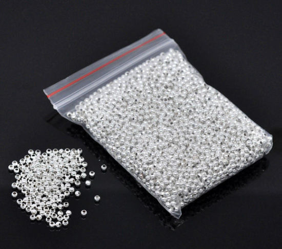 Picture of Silver Plated Smooth Ball Spacers Beads 2.4mm dia., 2000PCs