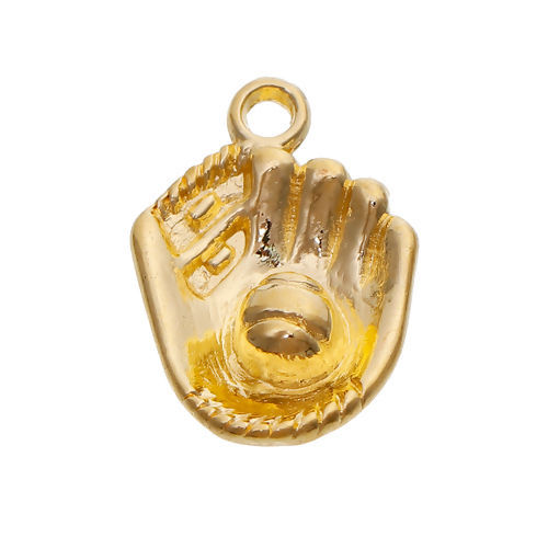 Picture of Zinc Based Alloy Sport Charms Glove Gold Plated 21mm x 15mm, 20 PCs