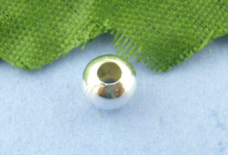 Alloy Spacer Beads Round Silver Plated About 5mm Dia, Hole:Approx 2mm, 300 PCs