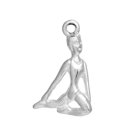 Imagen de Zamak Deporte Colgantes Charms Atleta Argentado 22mm x 14mm, 10 Unidades