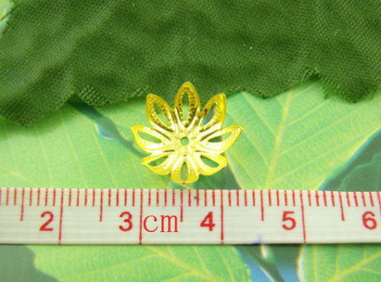 Picture of Alloy Filigree Beads Caps Flower Gold Plated 14mm x 14mm, 200 PCs