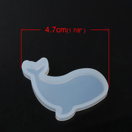 Picture of Silicone Resin Mold For Jewelry Making Whale Animal White 47mm(1 7/8") x 30mm(1 1/8"), 1 Piece