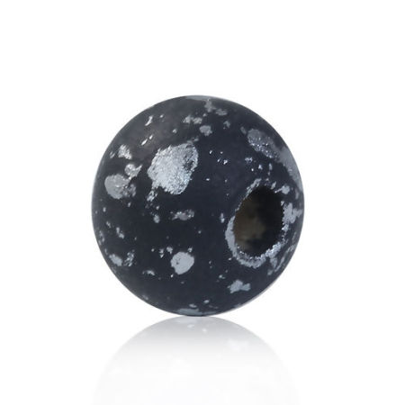 Picture of Natural Hinoki Wood Spacer Beads Round Black About 8mm Dia, Hole: Approx 2.6mm, 300 PCs