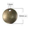 Picture of Zinc Based Alloy Blank Stamping Tags Charms Round Disc Antique Bronze 12mm( 4/8") Dia, 20 PCs