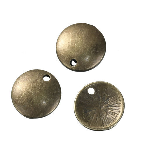 Picture of Zinc Based Alloy Blank Stamping Tags Charms Round Antique Bronze 12mm( 4/8") Dia, 20 PCs