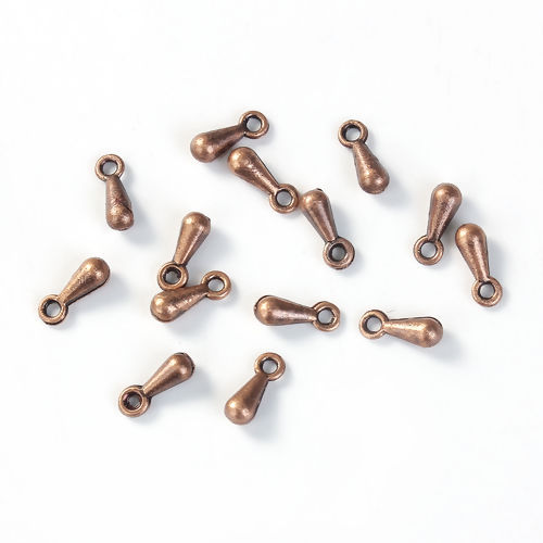 Picture of Zinc Based Alloy Charms Extender Chain Ends For Jewelry Necklace Bracelet Antique Copper Drop 7mm x 3mm, 200 PCs