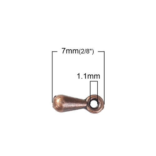 Picture of Zinc Based Alloy Charms Extender Chain Ends For Jewelry Necklace Bracelet Antique Copper Drop 7mm x 3mm, 200 PCs