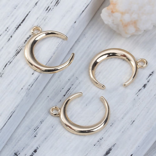 Image de Breloque en Alliage de Zinc Croissant de Lune Doré 20mm x 16mm, 5 Pcs