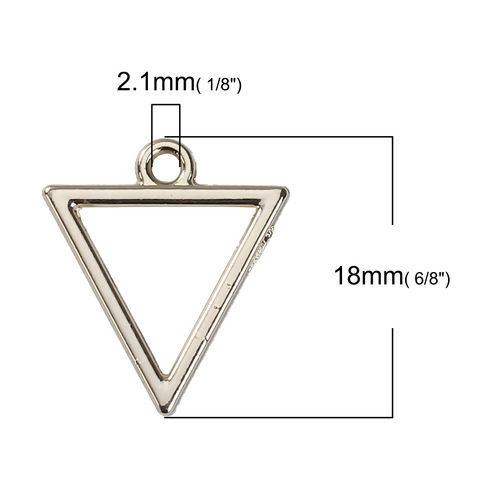 Picture of 5 PCs Zinc Based Alloy Geometric Bezel Frame Charms Pendants Gold Plated Triangle 18mm x 16mm