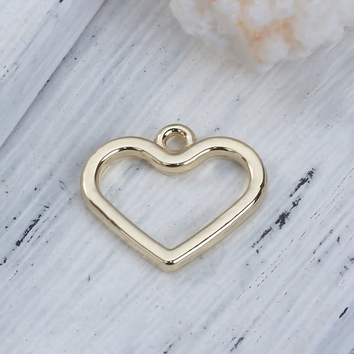 Immagine di Lega di Zinco Charms Cuore Oro Placcato 19mm x 17mm , 5 Pz