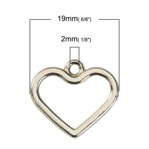 Immagine di Lega di Zinco Charms Cuore Oro Placcato 19mm x 17mm , 5 Pz