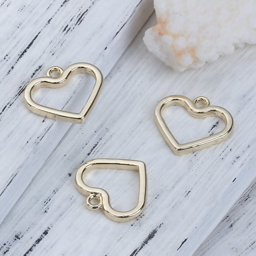 Immagine di Lega di Zinco Charms Cuore Oro Placcato 19mm x 17mm , 5 Pz