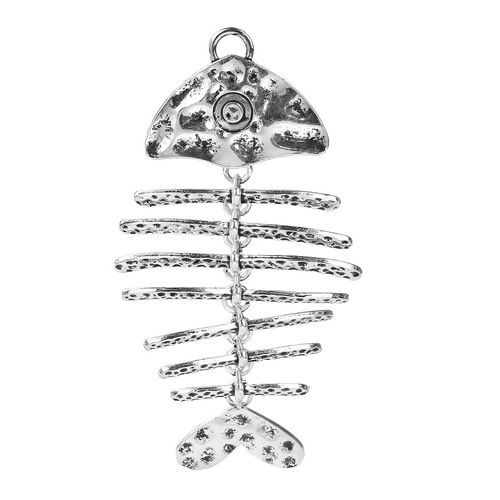 Bild von Zinklegierung Anhänger Gräte Antiksilber 10.4cm x 5.7cm 1 Stück