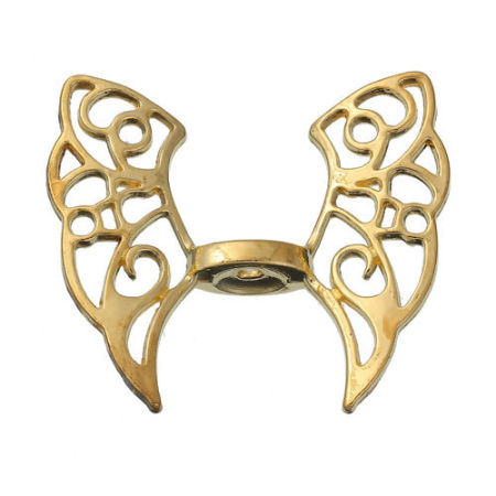 Picture of Zinc Based Alloy Spacer Beads Butterfly Animal Gold Plated Wing 43mm x 36mm, Hole: Approx 2.5mm, 3 PCs