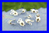Picture of Alloy Beads Tips (Knot Cover) Clamshell With 2 Closed Loops Silver Plated 8mm x 4mm, 500 PCs