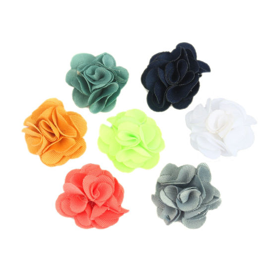 Picture of 10 PCs Fabric Appliques Patches DIY Scrapbooking At Random Mixed Color Flower 20mm x 20mm