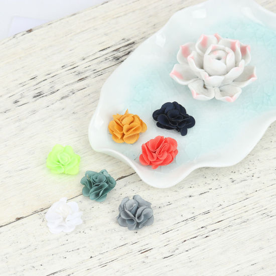 Picture of Fabric Flower For DIY Jewelry Craft At Random Mixed 20mm( 6/8") x 20mm( 6/8"), 10 PCs