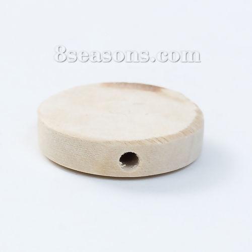 Picture of Natural Hinoki Wood Spacer Beads Flat Round About 20mm Dia, Hole: Approx 2.4mm, 50 PCs