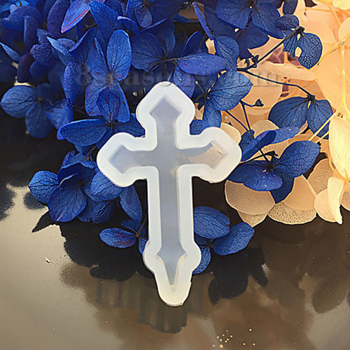 Picture of Silicone Resin Mold For Jewelry Making Cross White 38mm(1 4/8") x 25mm(1"), 1 Piece