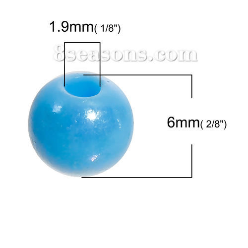 Bild von Acryl Spacer Zwischenperlen Perlen Rund Zufällig Mix Opak ca. 6mm D., Loch:ca. 1.9mm, 1000 Stück