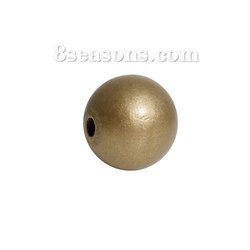 Image de Perles en Bois de Hinoki Naturel Rond Or 24mm Dia, Taille de Trou 5.3mm, 20 Pcs