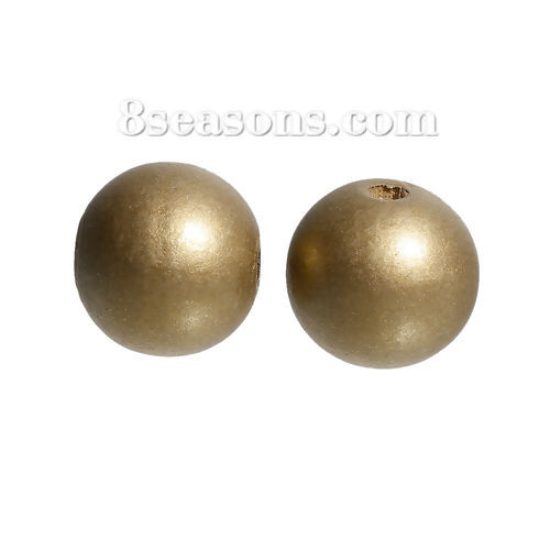 Image de Perles en Bois de Hinoki Naturel Rond Or 24mm Dia, Taille de Trou 5.3mm, 20 Pcs