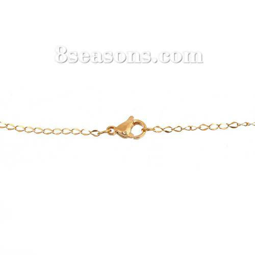 Imagen de 1 Unidad Enchapado al Vacío 304 Acero Inoxidable Link Curb Chain Collares Chapado en Oro 45cm longitud, Cadena: 3x1.8mm