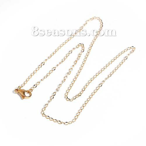 Imagen de 1 Unidad Enchapado al Vacío 304 Acero Inoxidable Link Curb Chain Collares Chapado en Oro 45cm longitud, Cadena: 3x1.8mm