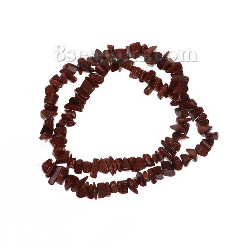 Picture of (Grade B) Gold Sand Stone ( Natural) Gemstone Loose Chip Beads Irregular Brown About 12mm x6mm( 4/8" x 2/8") - 7mm x6mm( 2/8" x 2/8"), Hole: Approx 0.6mm, 39.5cm(15 4/8") long, 1 Strand