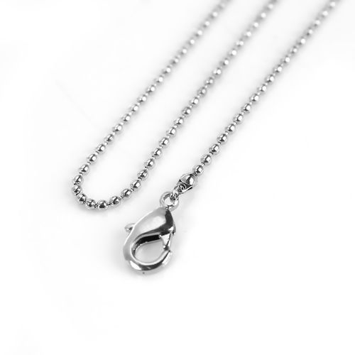 Picture of Iron Based Alloy Ball Chain Necklace Silver Tone 68cm(26 6/8") long, Chain Size: 1.5mm, 5 PCs