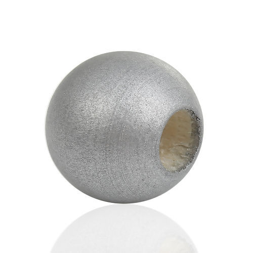 Image de Perles en Bois de Hinoki Naturel Balle Argent 25mm - 24mm Dia, Trou: 9mm, 20 Pcs