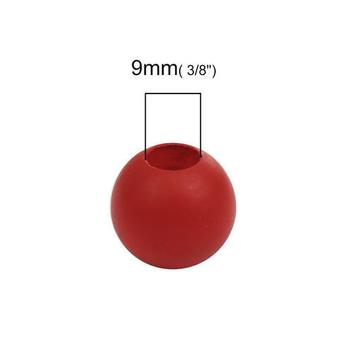Immagine di Legno di Hinoki Separatori Perline Palla Rosso Circa: 25mm - 24mm Dia., Foro: Circa 9mm, 20 Pz