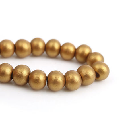 Natural Hinoki Wood Spacer Beads Round Golden About 8mm Dia, Hole: Approx 2mm, 500 PCs
