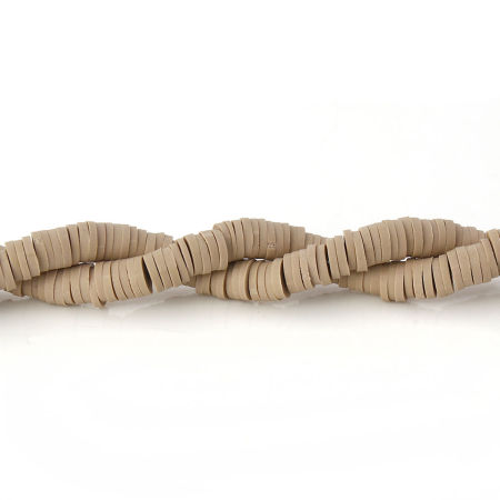 Image de Perles Heishi Katsuki en Pâte Polymère Rond Kaki 5mm Dia, Taille de Trou: 1.9mm, 39cm long, 3 Pièces (Env. 300 PCs/Enfilade)