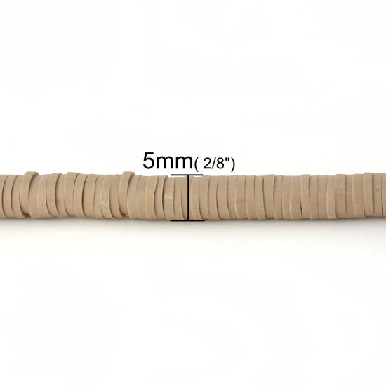 Bild von Polymer Ton Katsuki Perlen Rund Khaki, 5mm D., Loch: 1.9mm, 39cm lang/Strang, 300 Stk./Strang, 3 Strange