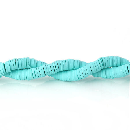 Image de Perles Heishi Katsuki en Pâte Polymère Rond Vert Menthe 5mm Dia, Taille de Trou: 1.9mm, 39cm long, 3 Pièces (Env. 300 PCs/Enfilade)