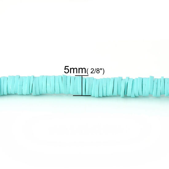 Bild von Polymer Ton Katsuki Perlen Rund Mintgrün, 5mm D., Loch: 1.9mm, 39cm lang/Strang, 300 Stk./Strang, 3 Strange