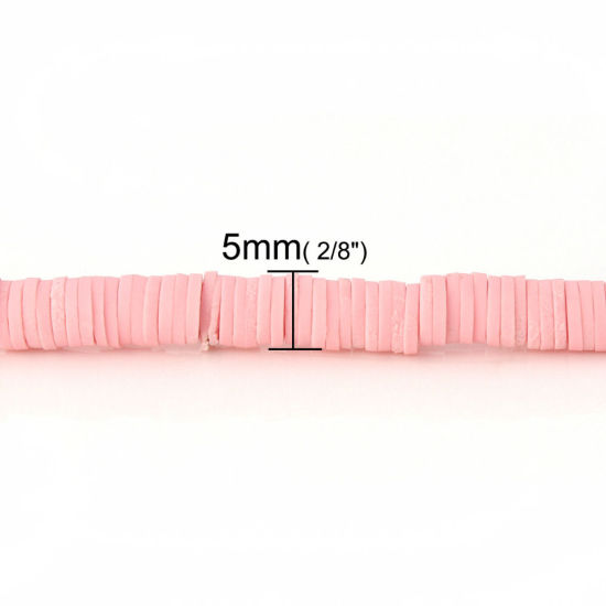 Bild von Polymer Ton Katsuki Perlen Rund Rosa, 5mm D., Loch: 1.9mm, 39cm lang/Strang, 300 Stk./Strang, 3 Strange