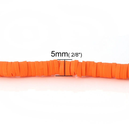 Bild von Polymer Ton Katsuki Perlen Rund Orange, 5mm D., Loch: 1.9mm, 39cm lang/Strang, 300 Stk./Strang, 3 Strange