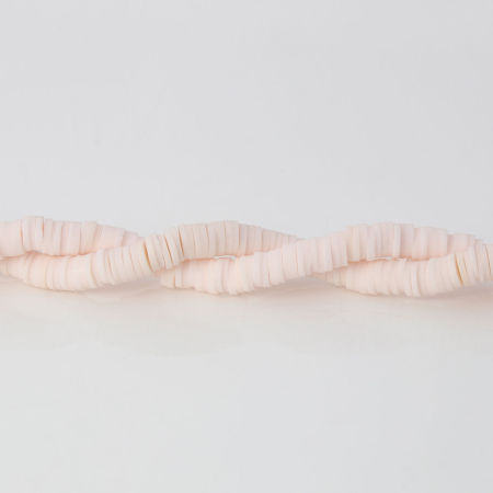 Image de Perles Heishi Katsuki en Pâte Polymère Rond Rose Clair 5mm Dia, Taille de Trou: 1.9mm, 41cm long, 3 Pièces (Env. 346 PCs/Enfilade)