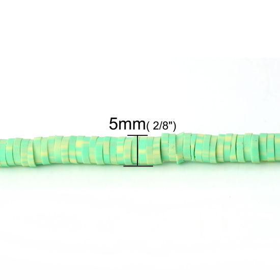 Bild von Polymer Ton Katsuki Perlen Rund Grün, 5mm D., Loch: 1.9mm, 39cm lang/Strang, 319 Stk./Strang, 3 Strange