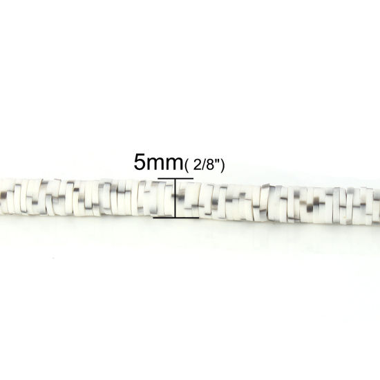 Bild von Polymer Ton Katsuki Perlen Rund Schwarz & Weiß, 5mm D., Loch: 1.9mm, 39cm lang/Strang, 319 Stk./Strang, 3 Strange