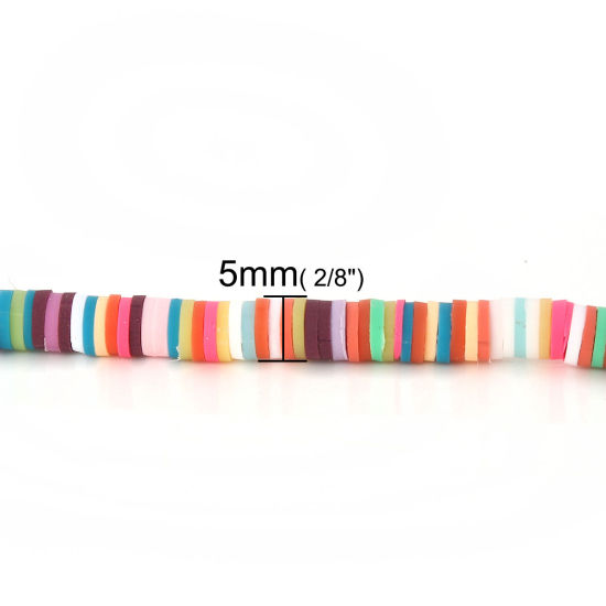 Bild von Polymer Ton Katsuki Perlen Rund Bunt, 5mm D., Loch: 1.9mm, 39cm lang/Strang, 319 Stk./Strang, 3 Strange