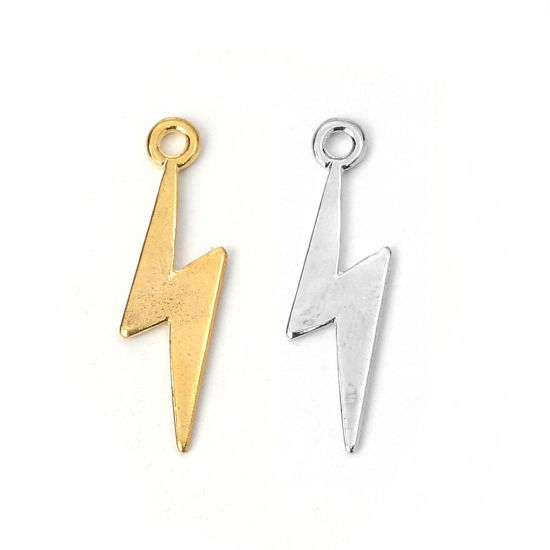 Picture of Zinc Based Alloy Weather Collection Charms Lightning Gold Plated 29mm(1 1/8") x 9mm( 3/8"), 30 PCs