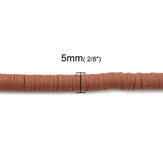 Bild von Polymer Ton Katsuki Perlen Rund Rotbraun, 5mm D., Loch: 1.8mm, 40cm lang/Strang, 380 Stk./Strang, 3 Stränge