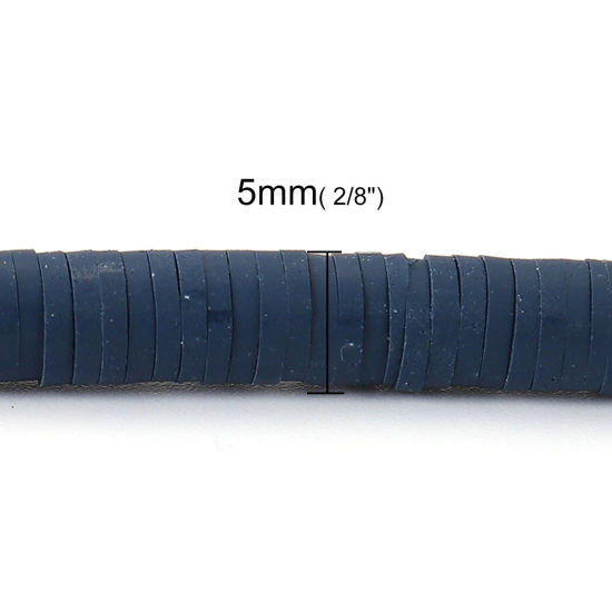 Bild von Polymer Ton Katsuki Perlen Rund Marineblau, 5mm D., Loch: 1.8mm, 40cm lang/Strang, 380 Stk./Strang, 3 Stränge