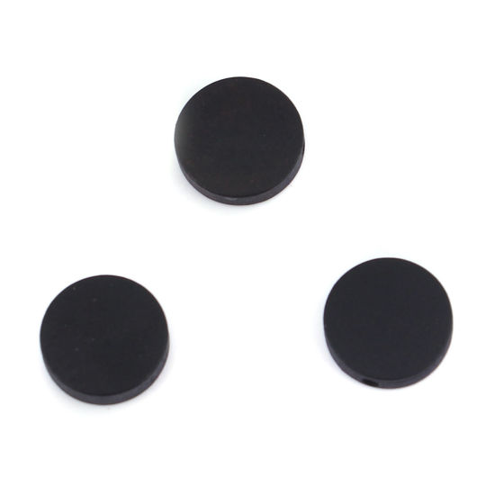 Image de Perles en Bois Naturel Plat-Rond Noir 15mm Dia, Trou: env. 2.2mm, 100 Pcs